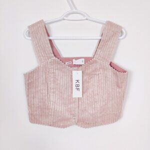 KBF Womens Corduroy Top in Pink One Size  Snap Buttons  Bohemian